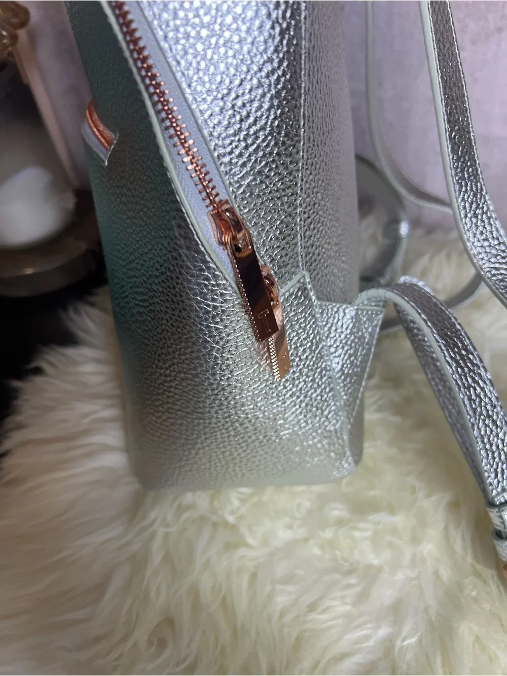 🌺 Ted Baker London ] Silver Metallic Backpack